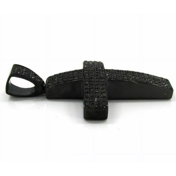 2.00Ct Round Cut Lab Created Black Diamond Cross Pendant 14K Black Gold Plated