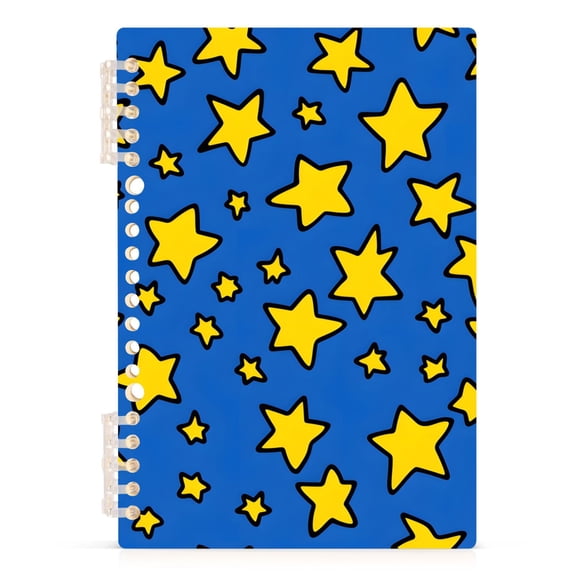 Haosy Cartoon Yellow Star Notebooks 1-subject Journal 60 Sheets A5 College Ruled Paper Detachable Ring 8.3"x5.7"