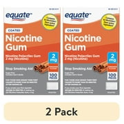 (2 pack) Equate Nicotine Coated Gum 2 mg, Stop Smoking Aid, Cinnamon Flavor, 100 Count, Compare to Nicorette® Gum Active Ingredient