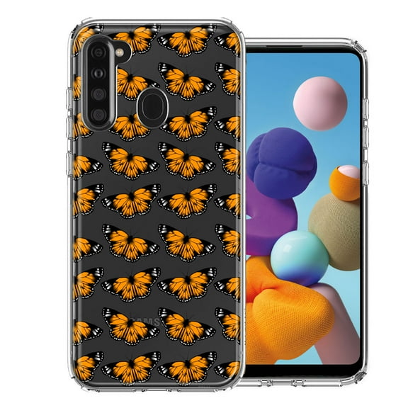 MUNDAZE For Samsung Galaxy A21 Monarch Butterflies Design Double Layer Phone Case Cover