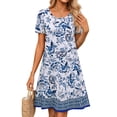 thumbnail image 4 of Fantaslook Boho Summer Dresses for Women Casual Short Sleeve T Shirt Dress with Pockets Beach Vacation Clothes, 4 of 9