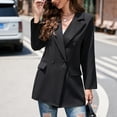 thumbnail image 4 of Quinlirra Sweatshirt Blazer Jacket Women Women's Check Print Slim Lapel Button Pocket Blazer Blazer Tops Blouse Coat, 4 of 5