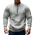thumbnail image 1 of And Trendy Fleece Hooded Sweatshirt For Men's Winter In 2025 With A Stand Up Collar Half Zipper And Multiple Pockets, 1 of 4