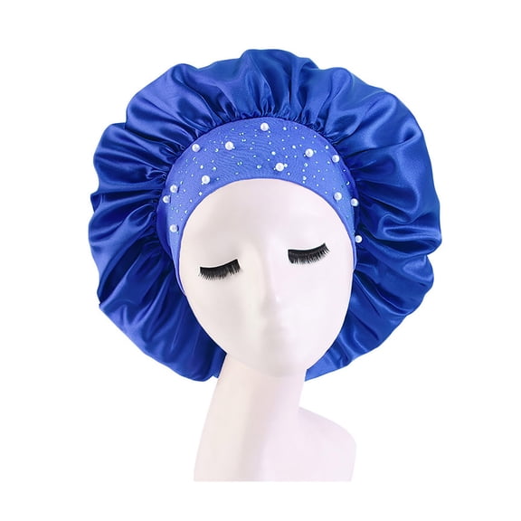 Gypsophila Satin Night Cap for Hair Wide Brimmed Shower Bonnet Stretchable Sleep Cover