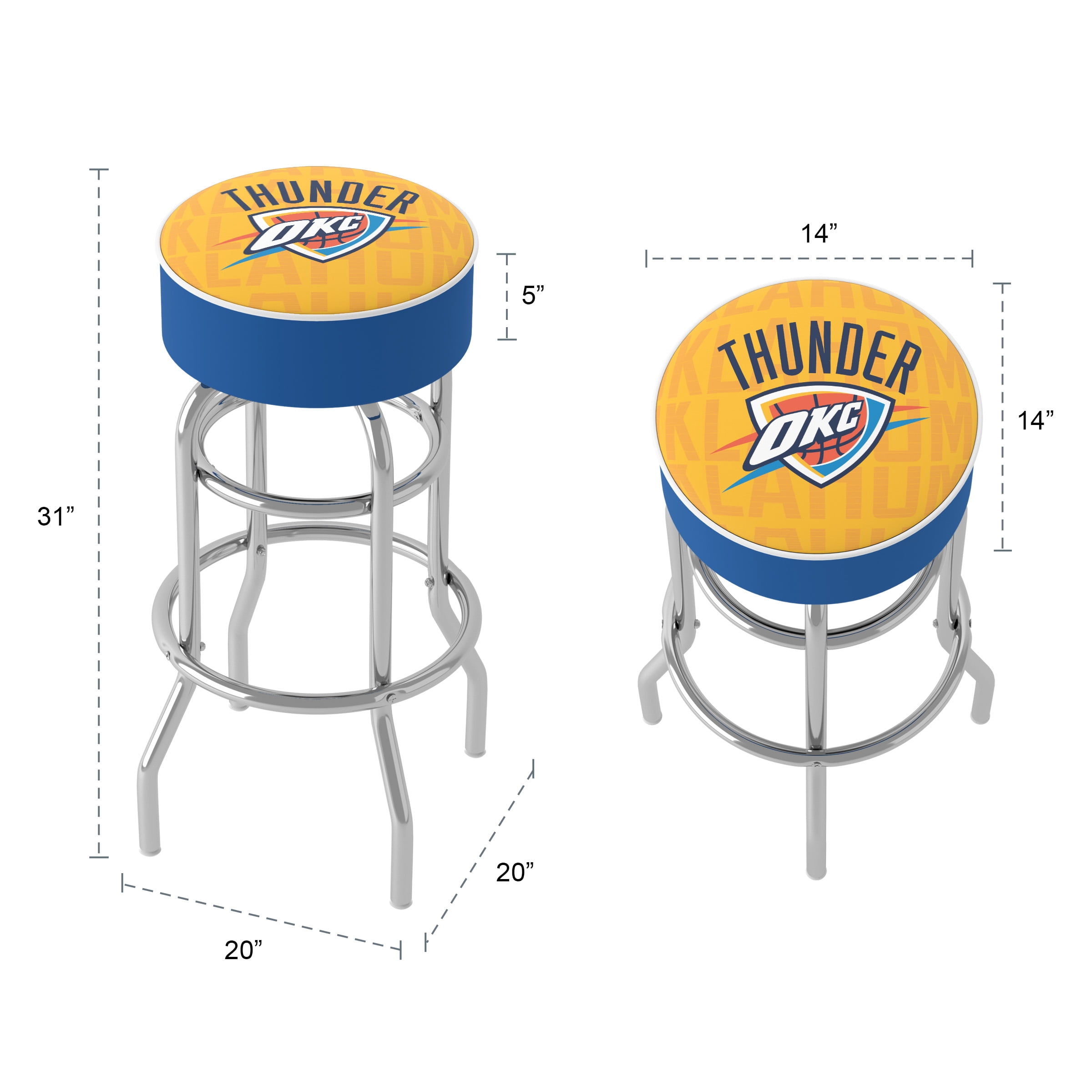 Trademark Gameroom Oklahoma City Thunder City Bar Stool with Padded Seat