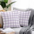 thumbnail image 3 of Outdoor Pillow Cover Lavender Buffalo Check Plaid Set of 2 Waterproof Throw Pillowcases Farmhouse Style Decorative Patio Furniture Pillows for Couch Garden Indoor & Outdoor Use, 3 of 9