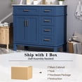 thumbnail image 6 of MODERNLUXE 36" Bathroom Vanity with Ceramic Sink, Freestanding Bathroom Sink Cabinet with Soft Close Doors,3 Drawers & 1 Flip-Down Drawer for Small Space,Blue, 6 of 10