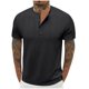 thumbnail image 1 of Camisetas Elvqul Caballero Manga Corta Negro Liso Deportivas Casuales Algodón Botones Cuello Redondo, 1 of 6