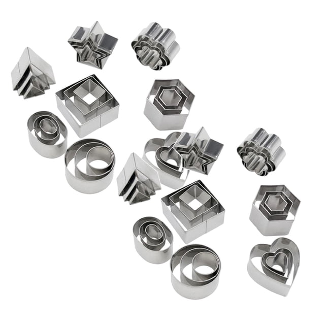 Oleegame 2PC Tin Foil Roll New Baking Tool 24 PCS Stainless Steel Halloween DIY Tools Heart Star Biscuits Cookie Cutter Set Silver