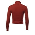 thumbnail image 3 of A2Y Women's Shirring Turtle Neck Long Sleeve Rib Knit Top Brick Red L, 3 of 5