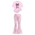 thumbnail image 3 of Tiijoy Tween Girls Valentine's Day Outfits Bow Pattern Short Sleeve T-Shirt Flared Pants Set, Sizes 11-12, 3 of 4