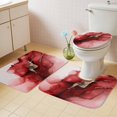 thumbnail image 2 of Red Marble Bath Mat 3 Piece Bathroom Rug Set, Modern Ombre Abstract Ink Painting Art Non Slip Bath Rug Contour Mat and Toilet Lid Cover, Absorbent Shower Mats Soft Bath Rugs and Mats Sets, 2 of 8