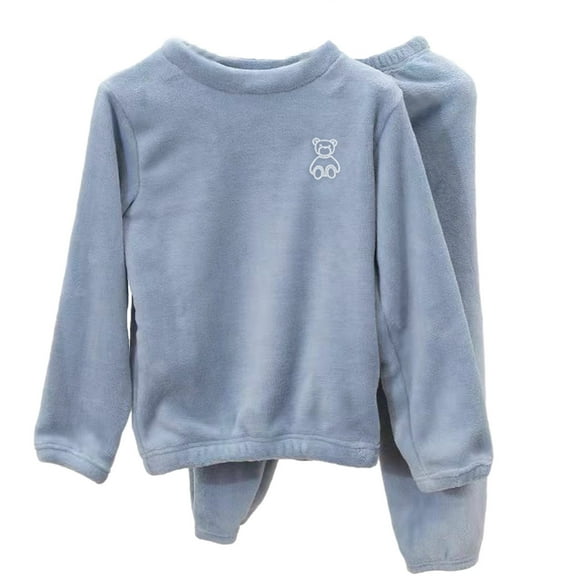 Cethrio Boys Winter Pajama Sets Size 10-12, Flannel Thermal Long Sleeve 2 Piece Sleepwear for Boys Blue