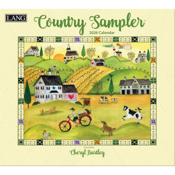 Lang Companies, Country Sampler 2026 Wall Calendar by Cheryl Bartley, 13.4'' X 12'', 12-Month Calendar with Stapled Binding