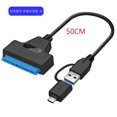thumbnail image 2 of ENTSASMO Black SATA 22 Pin 2.5" inch Female to USB 3.0 Type-C Male USB-C USB 3.0 SATA Adapter Hard Disk Driver SSD Adapter Cable for Laptop 50cm/19", 2 of 8