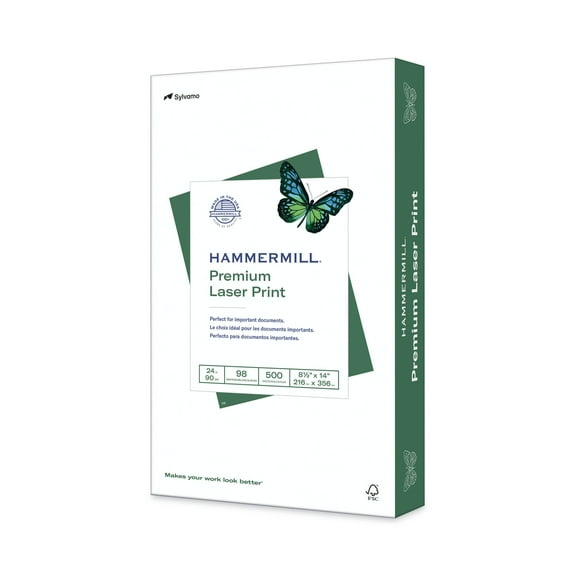 Hammermill Printer Paper, 24lb Premium Laser Print, 8.5x14, White, 1 Ream, 500 Sheets