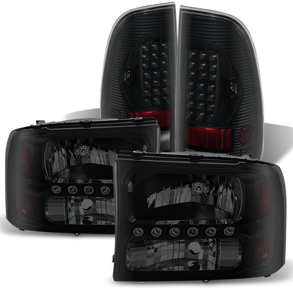 AKKON - For Ford F250 F350 F450 Superduty SD Pickup Truck Black Smoked Headlights   LED Tail lights Combo