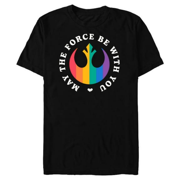 Star Wars Pride Rainbow Rebel Logo May The Force Be With You - Short Sleeve Blended T-Shirt for Adults - Customized-Black