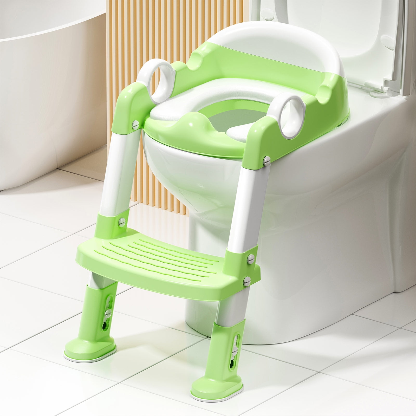 StarAndDaisy Potty Toilet Training Seat with Ladder with Step Stool for  Baby Kids & Splash Guard - Green & Yellow