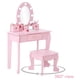 thumbnail image 4 of ChaoLink Juego de tocador para niños con espejo y cajón, mesa y silla de tocador para niñas con set de maquillaje de madera, perfecto para niños de 3 a 9 años, color blanco, 4 of 7