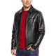 thumbnail image 1 of Chamarra de moto de cuero IZOD para hombre Negro XX-Large, 1 of 1