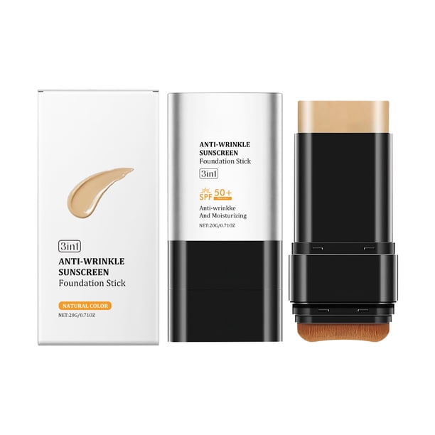 Cosmético multiusos en barra con brocha, apto para todo tipo de maquillaje, efecto natural de larga duración.