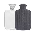 thumbnail image 3 of Botella de agua caliente transparente clásica con funda de punto: alivio de calambres, control del dolor y noches acogedoras, almohadilla térmica de agua para adultos, 3 of 5