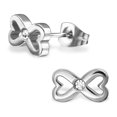 thumbnail image 2 of Stainless Steel Stainless Steel Infinity Heart Bow Ribbon Crystal Stud Post Earrings, 2 of 2