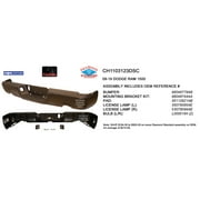 REAR STEP BUMPER ASSEMBLY; BLACK/PAINT TO MATCH FINISH; FOR 1500 MODELS WITH DUAL EXHAUST; WITHOUT PARK ASSIST SENSOR HOLES; INCLUDES