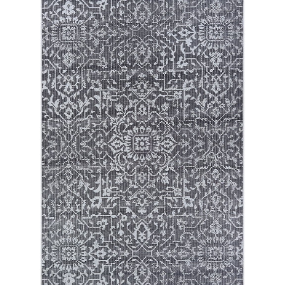 Couristan 2.25' x 11.75' Black and Gray Outdoor Rectangular Area Throw Rug Runner