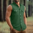 thumbnail image 6 of USNSM (S-5XL) Big and Tall Sleeveless Button Down Shirts for Men Summer Casual Beach Vacation Collared Tank Tops Basic Vest Shirts with Pockets Green M, 6 of 7
