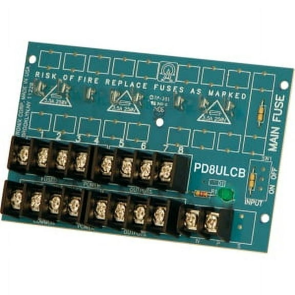 UL 8OUT POWER DIST UNIT W/CB UL RECOGNIZED BOARD