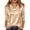 #0205-Beige, variant on 3/4 Sleeve Tops for Women Cowl Neck Detail Satin Finish Design Relaxed Fit Cut Everyday Casual Looks Gift
