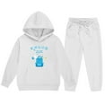 thumbnail image 3 of WhouRiu Toddler Boy Outfit Set Stylish Letter Prints Hooded Sweatshirt Trousers Kids Comfy School Wear Outfits White,Sized 2-3, 3 of 3