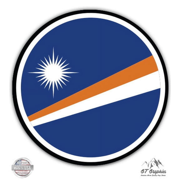 Marshall Islands Flag - 3" Vinyl Sticker - For Car Laptop I-Pad Phone Helmet Hard Hat - Waterproof Decal