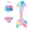 A, variant on 【Uhome】Girls Mermaid Bathing Suit 3PCS Cute Ruffle Bikini Swimsuits with Fish Tail Kids Beach Costume Set 3-12Y