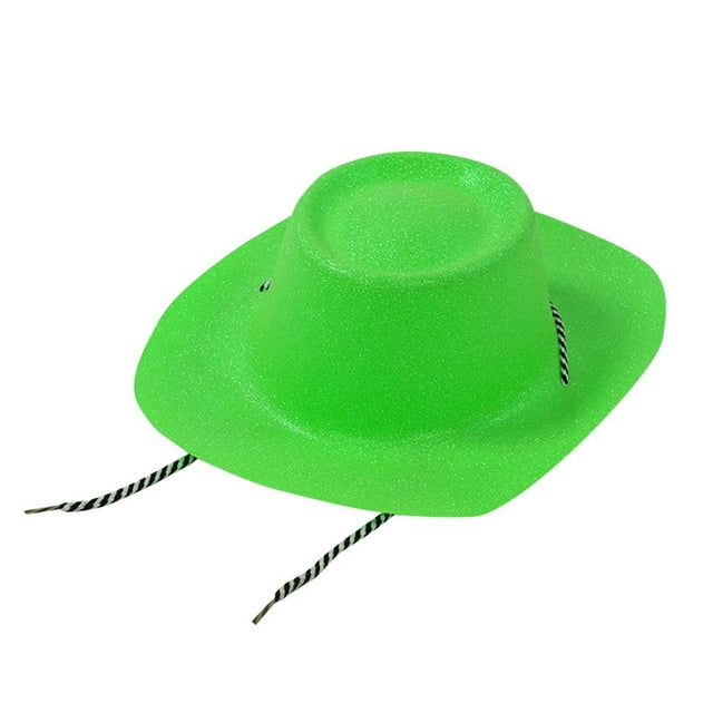 Aocisk Cowboy Chapeau Accessoire Perle Pailletée pour Fête d'Halloween Spectacle Performance Jazz Vert Taille Unique