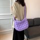 thumbnail image 3 of Bolso Mujer Bandolera Un Hombro Algodón Plisado A Cuadros Con Hilo Bordar Acolchado Moderno Y Versátil 6083 (púrpura) Púrpura, 3 of 9