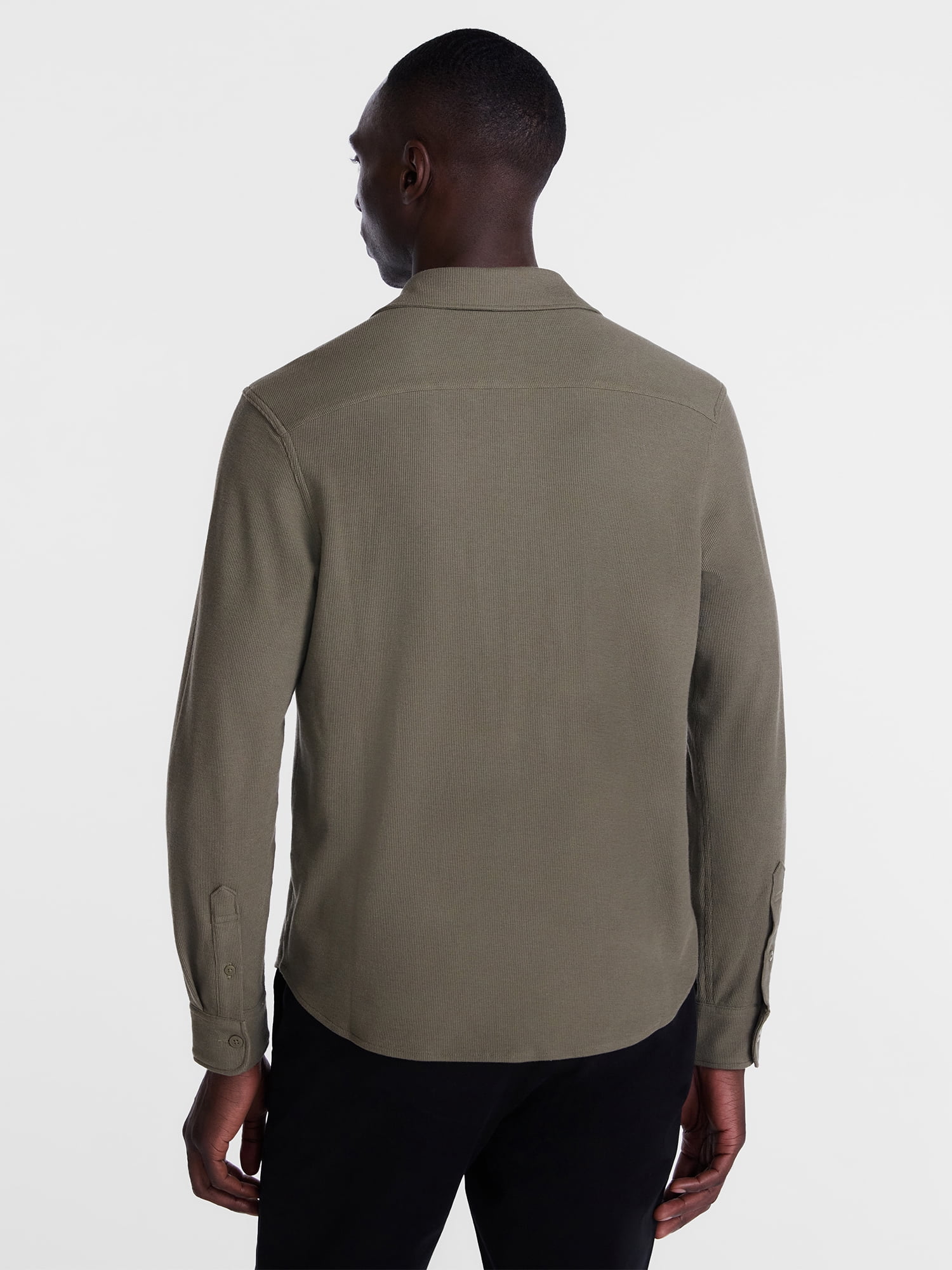 George Men's Waffle Knit Shirt with Long Sleeves, Sizes S-5XB