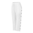 thumbnail image 4 of Olyvenn Cotton Linen Pants for Women Summer Wide Leg Elastic Straight Leg Lounge Pant Drawstring Lightweight Beach Trousers White XL, 4 of 4