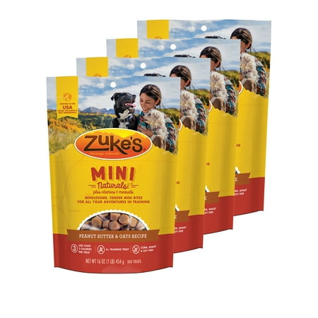 Zuke's Mini Naturals Peanut Butter & Oats Recipe 16 oz Dog Treats 4