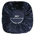 thumbnail image 4 of 4 Pieces Navy Blue Satin Silk Bed Sheets Set Full Size Modern Smooth Silky Bedding Set with Deep Pocket Fitted Sheet, Cool Flat Sheet, 2 Pillowcases, 4 of 7
