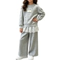thumbnail image 6 of Zefriona Girls Floral Print Crewneck Sweatshirt and Wide Leg Pants 2-Piece Fall Set for Kids 0-13Y Gray Size 3T, 6 of 8