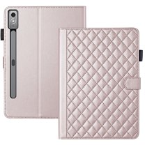 For Lenovo Tab P11 (2nd Gen)/Lenovo Tab P11 2022 11.5 inch Case, Rhombus Pattern Multiple Viewing Angles Stand Slim Folio Cover (Rose Gold)