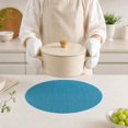 thumbnail image 3 of Unique Bargains 2 Pcs Round Bamboo-like Texture Placemat Blue, 3 of 5