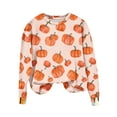 thumbnail image 2 of Jsaierl Women's Halloween Sweatshirts Plus Size Pumpkin Ghost Graphic Sweatshirt Going Out Round Neck T-shirt Long Sleeve Tunic Pullover Tops Halloween Party Supplies, 2 of 4