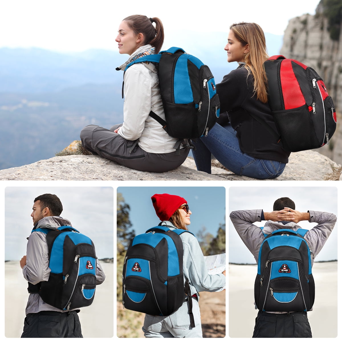 Extra Large Travel Backpack with Laptop Pocket,35L Lightweight Travel Work College School Bag for Men and Women,Blue,06512
