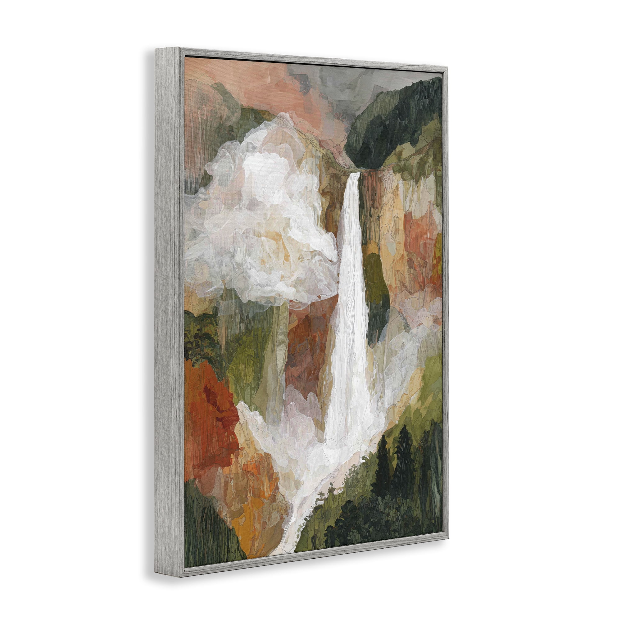 Stupell Industries Mountain Waterfall Landscape Gray Framed Giclee Art, design by Chromatic Storm Studio
