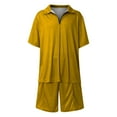 thumbnail image 5 of LISTHA Summer men short sets outfits 2 Piece Short Sleeve Polo Shirt Shorts Set men short sets outfits Casual Sport Suit Yellow 2XL, 5 of 6