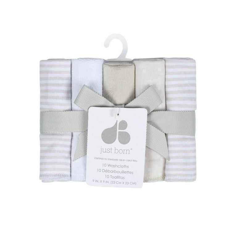 Just Born Baby Girl or Boy or Unisex Washcloths 10 Pack